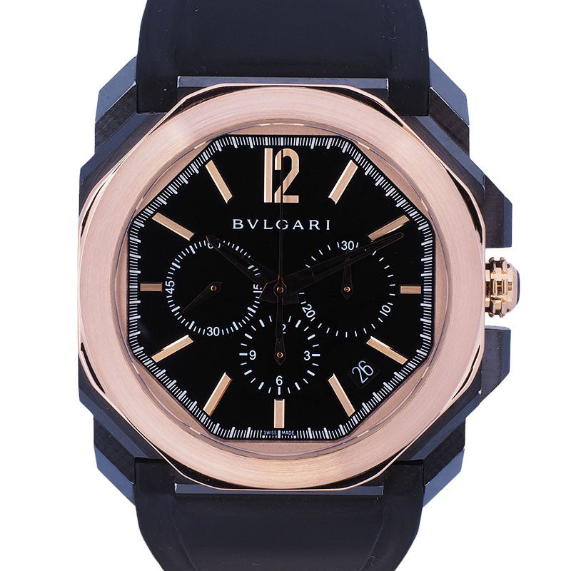 Bulgari Rose Gold Octo Ultranero Belluccissimo Chronograph Watch