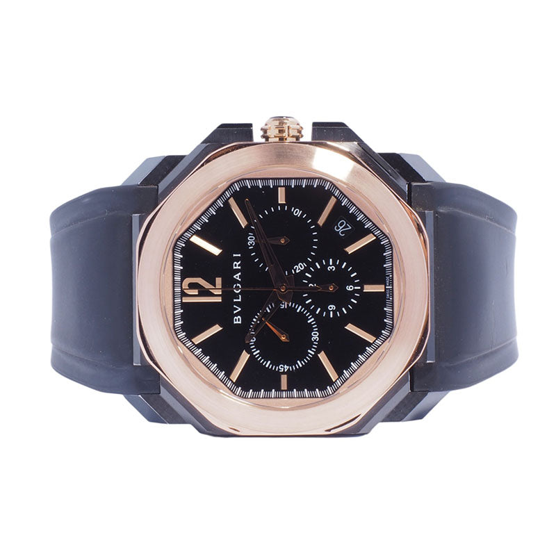 Bulgari Rose Gold Octo Ultranero Belluccissimo Chronograph Watch