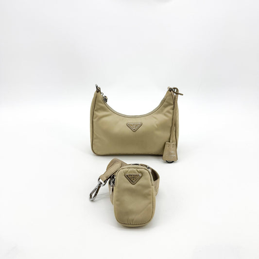 Prada Re-Ylon Re-Edition 2005 Mini Bag Beige