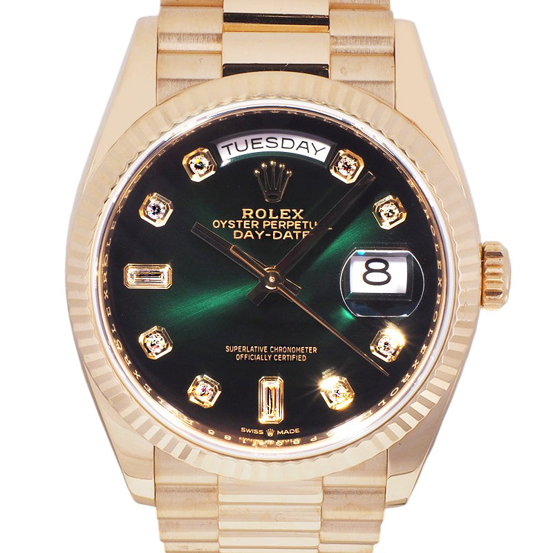 Rolex 128238 Day-Date Gold Green Ombre Diamond Watch