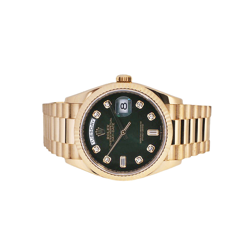 Rolex 128238 Day-Date Gold Green Ombre Diamond Watch
