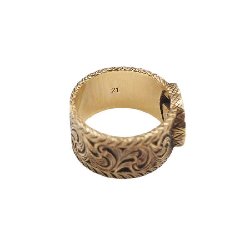 Gucci 579797 Yellow Gold Interlocking Arabesque Ring