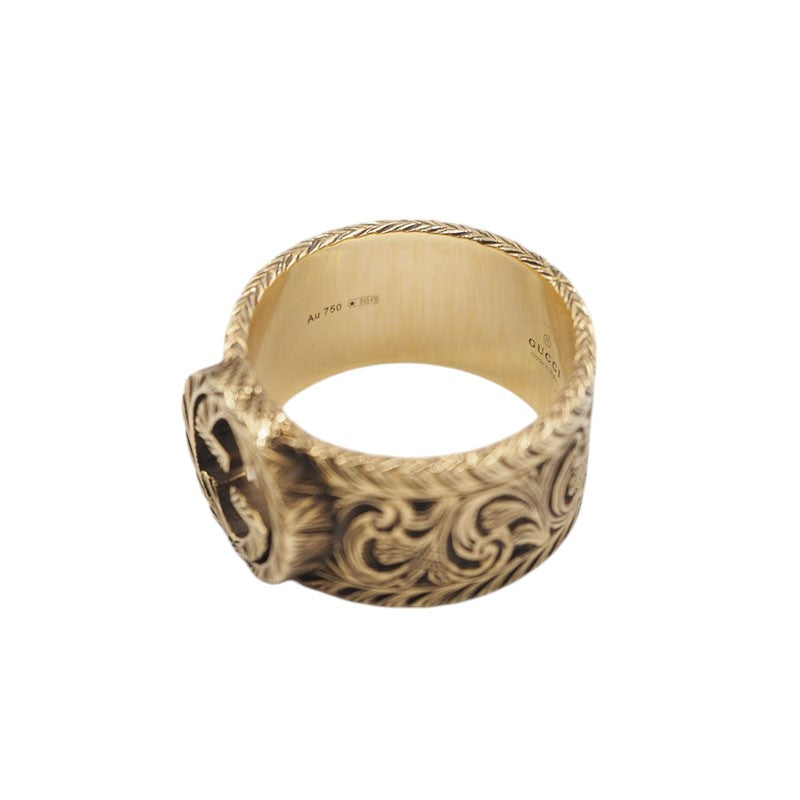 Gucci 579797 Yellow Gold Interlocking Arabesque Ring