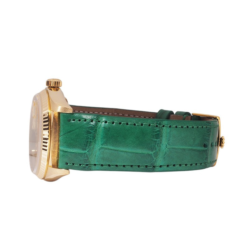 Rolex 16018 Yellow Gold Dayjust Leather Band Watch