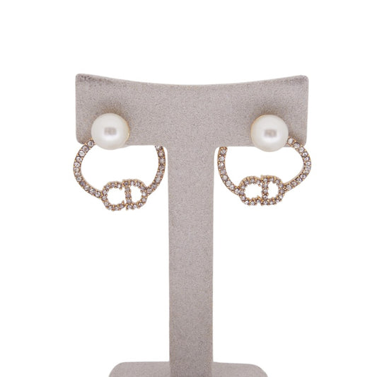Dior Pearl Crystal Loop Earrings