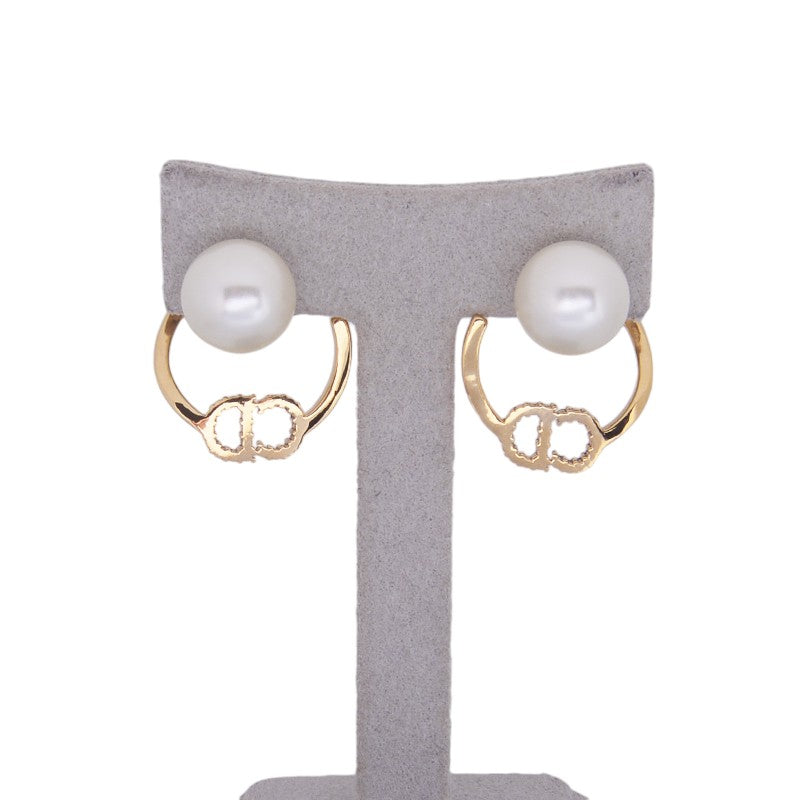 Dior Pearl Crystal Loop Earrings