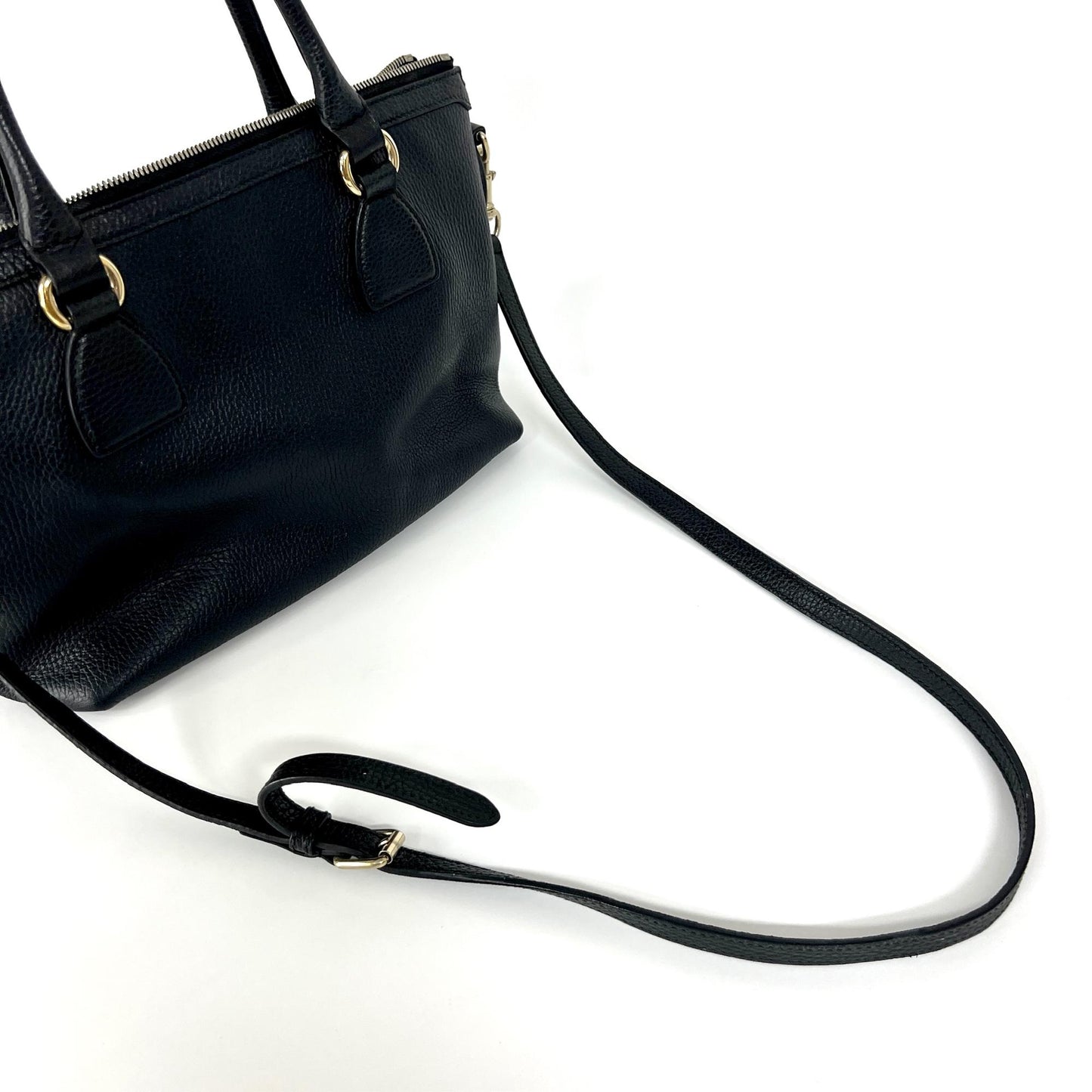 Gucci Interlocking G Medium Pebble Leather Tote Bag Black