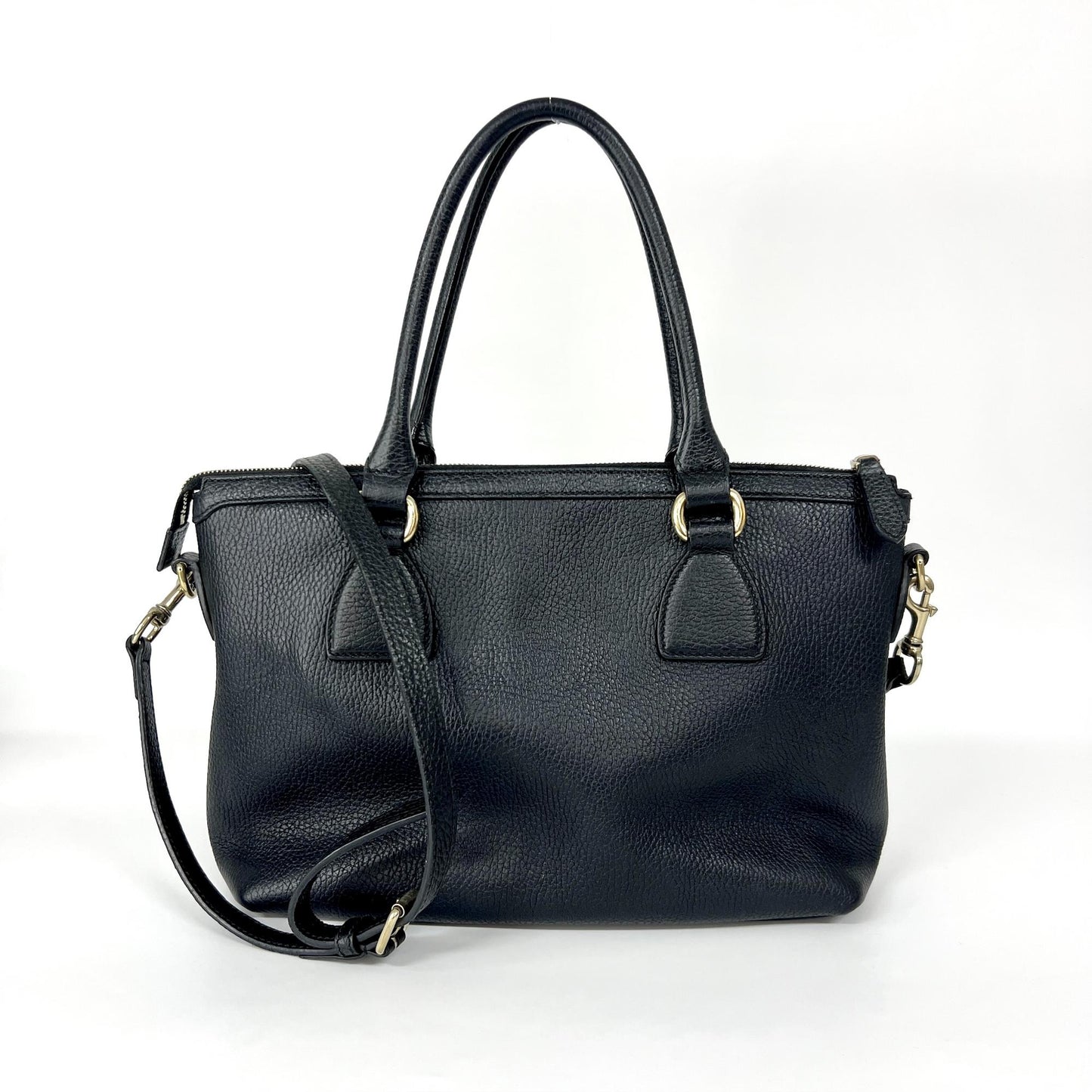 Gucci Interlocking G Medium Pebble Leather Tote Bag Black