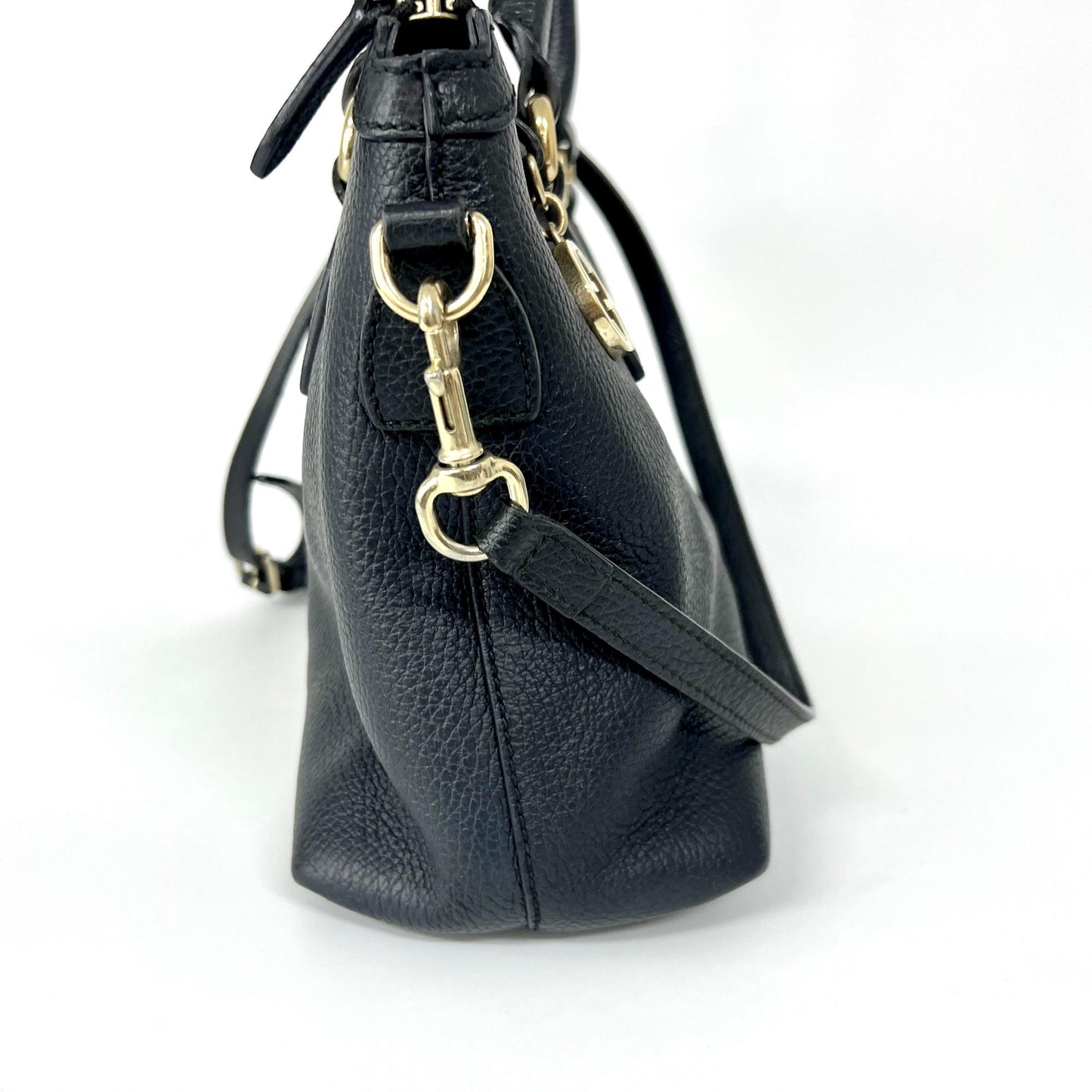 Gucci Interlocking G Medium Pebble Leather Tote Bag Black