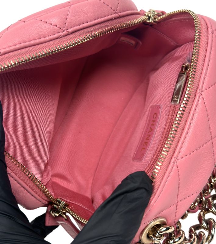 Chanel Pink Quilted Studded Big CC Camera Bag