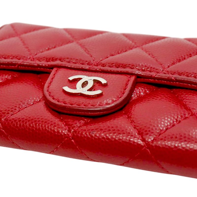 Chanel Red Caviar Skin Card Wallet