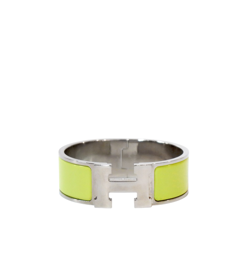 Hermès Green Click-Ash Silver Bracelet