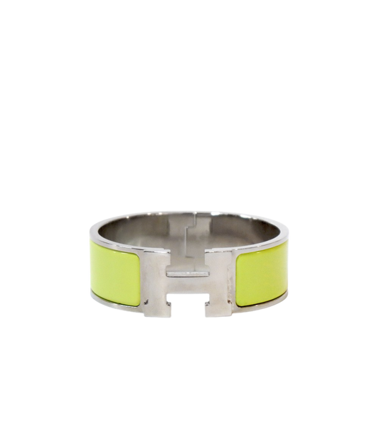 Hermès Green Click-Ash Silver Bracelet