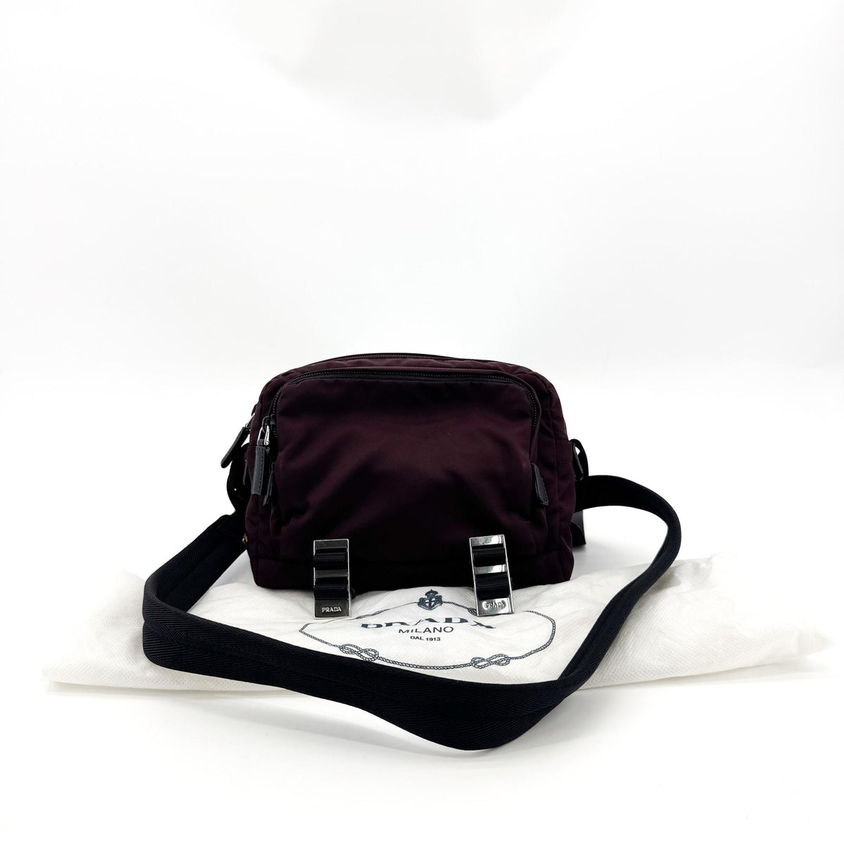 Prada Tessuto Nylon Belt Bag Burgundy