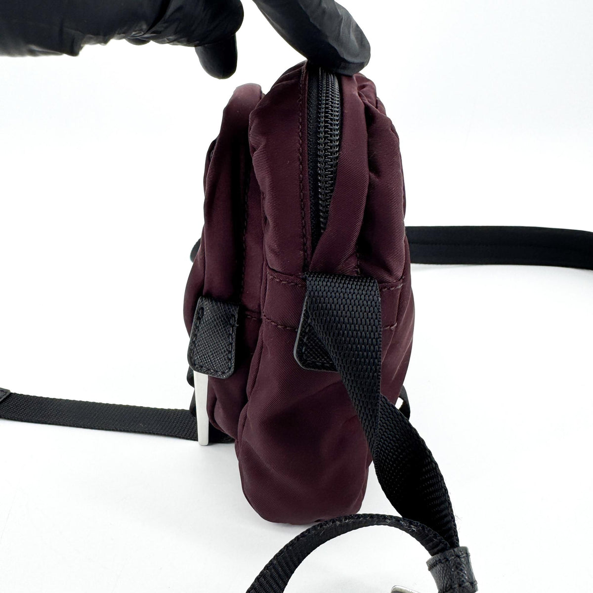 Prada Tessuto Nylon Belt Bag Burgundy