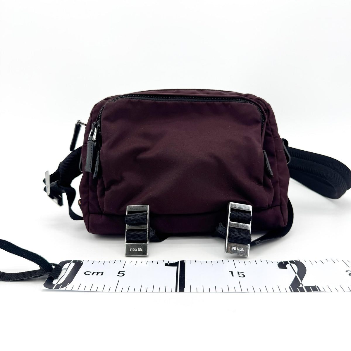 Prada Tessuto Nylon Belt Bag Burgundy
