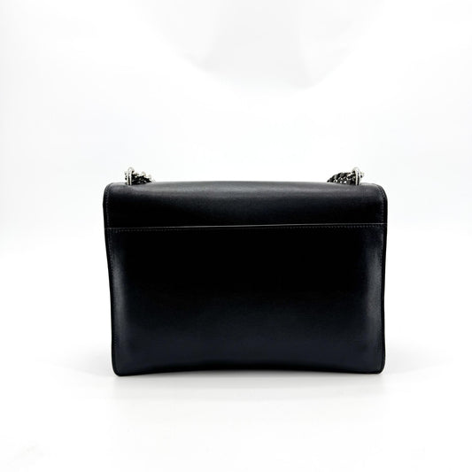 Saint Laurent Medium Sunset Crossbody Bag Black with Silver Hardware