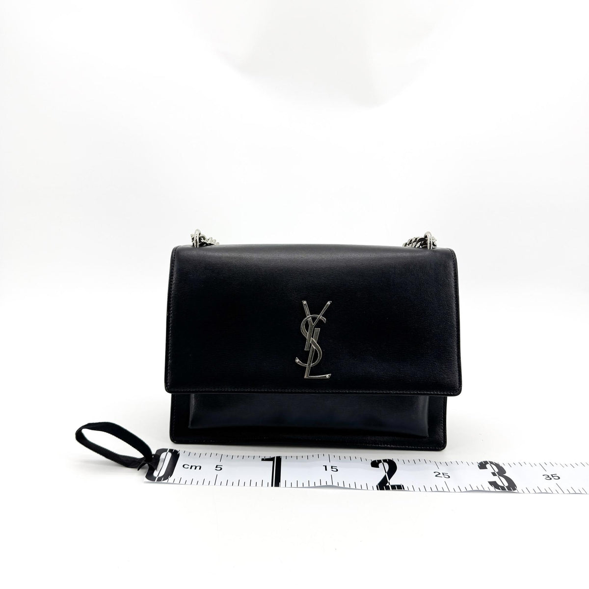 Saint Laurent Medium Sunset Crossbody Bag Black with Silver Hardware