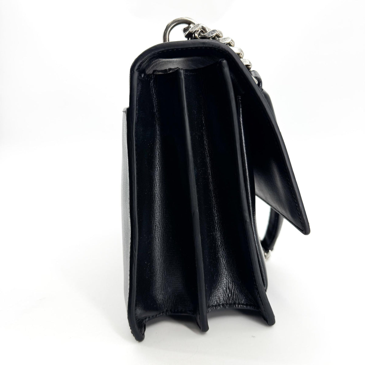Saint Laurent Medium Sunset Crossbody Bag Black with Silver Hardware