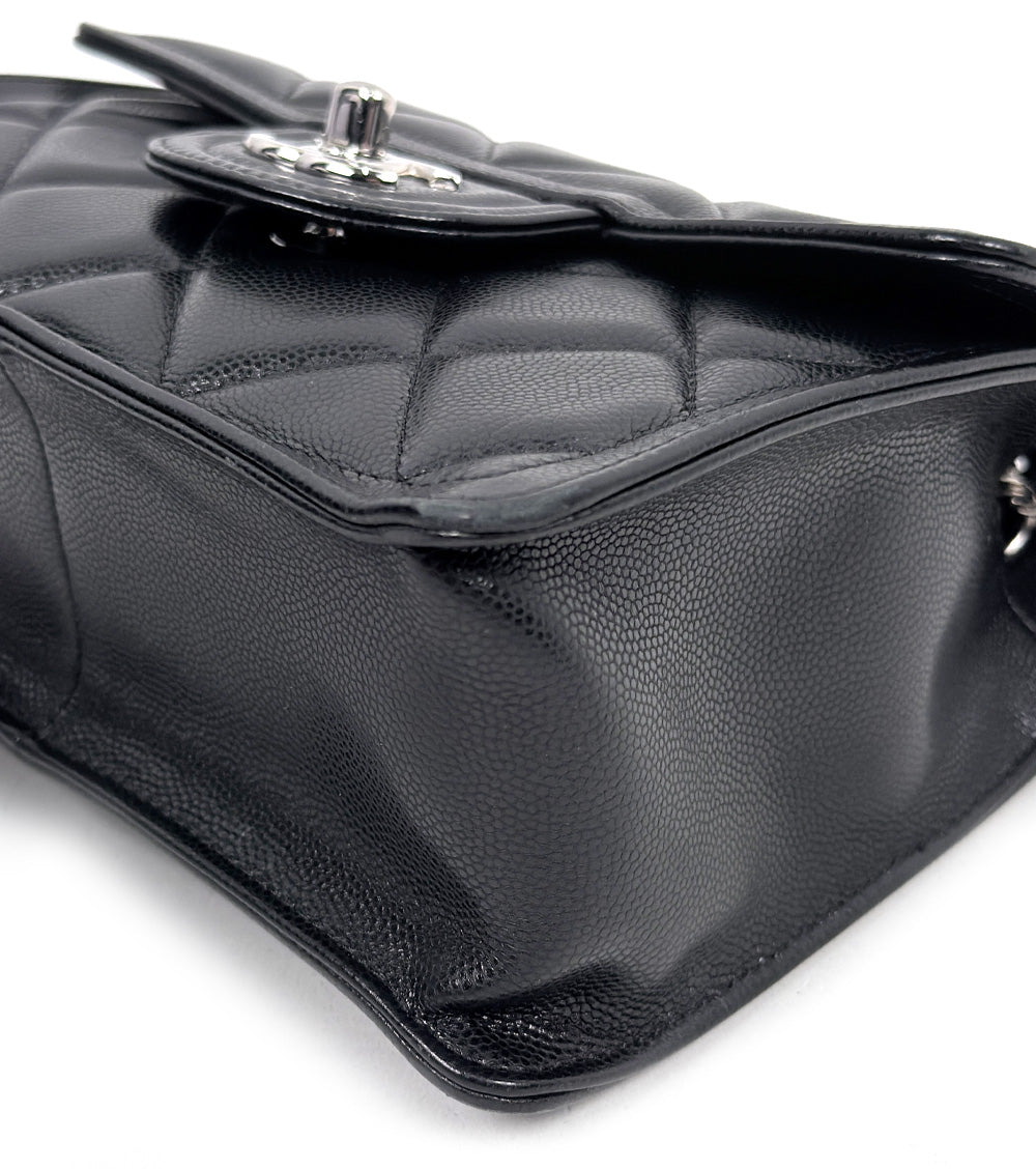 Chanel Black Caviar Quilted CC Chain Shoulder Bag with Built-in Chip