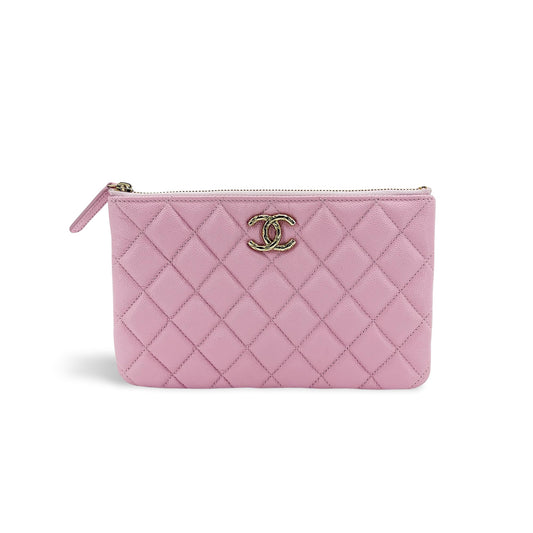 Chanel Classic New Medium Pouch Caviar Gold Hardware Pink