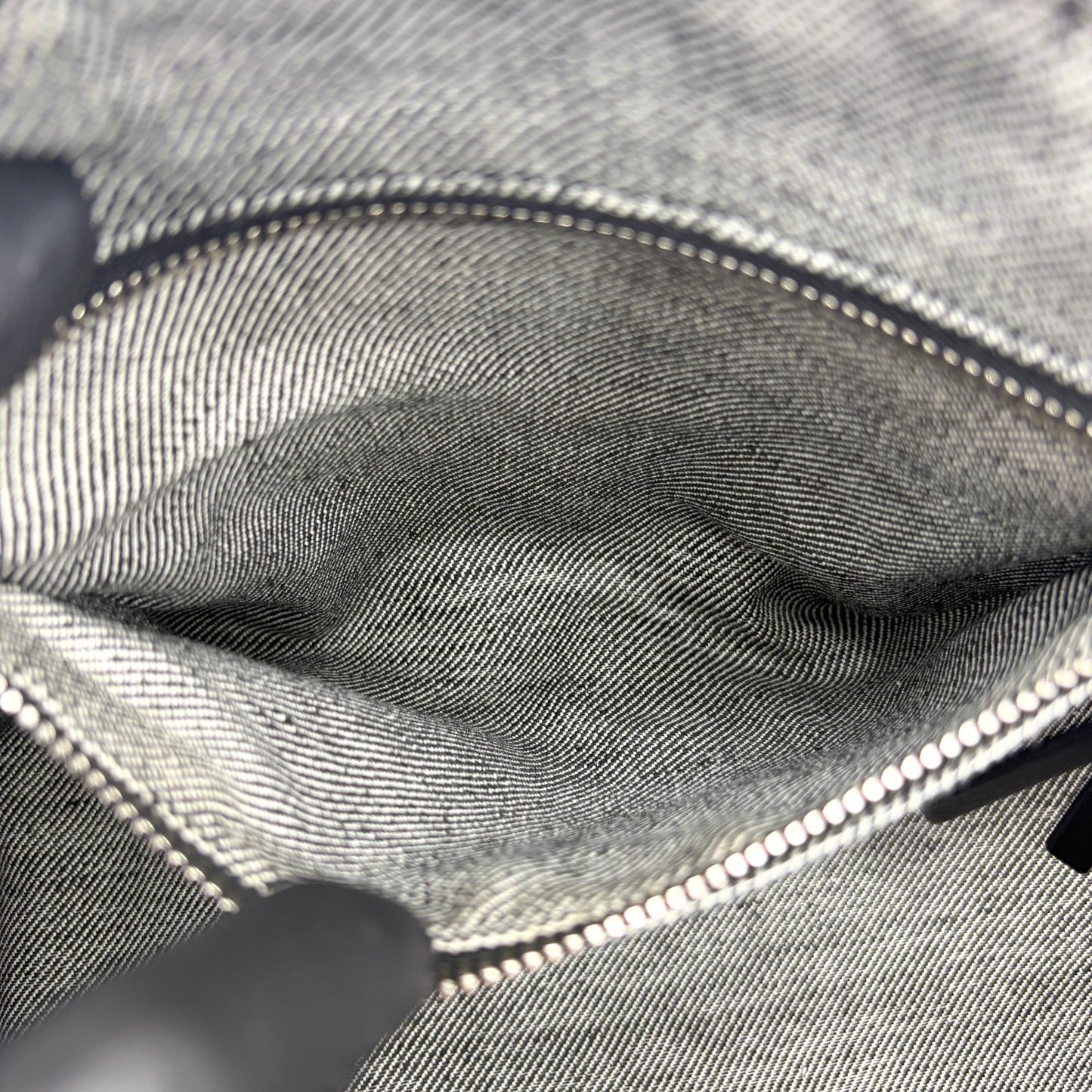 Miu Miu Logo Print Denim Tote Bag Black
