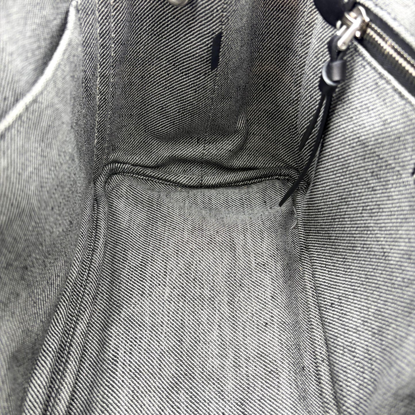 Miu Miu Logo Print Denim Tote Bag Black