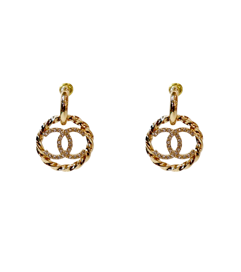 Chanel CC Crystal Drop Earrings