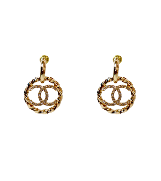 Chanel CC Crystal Drop Earrings