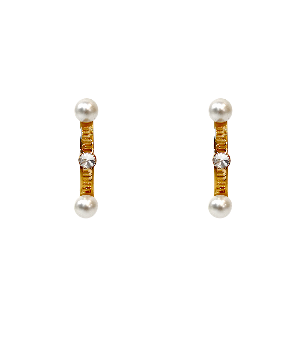 Miu Miu Pearl-Embellished Hoop Earrings