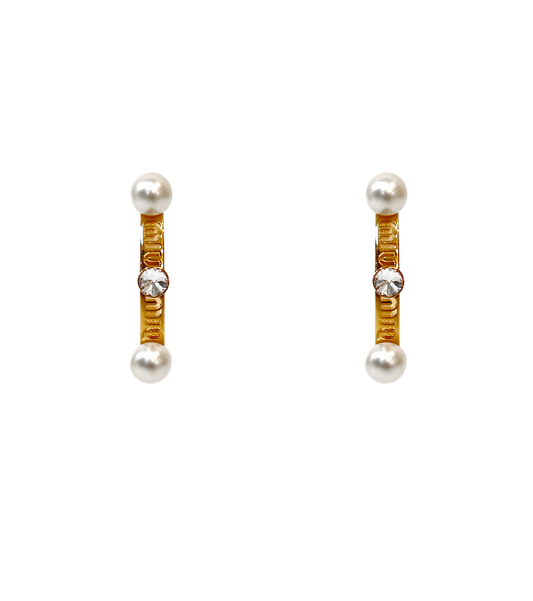Miu Miu Pearl-Embellished Hoop Earrings