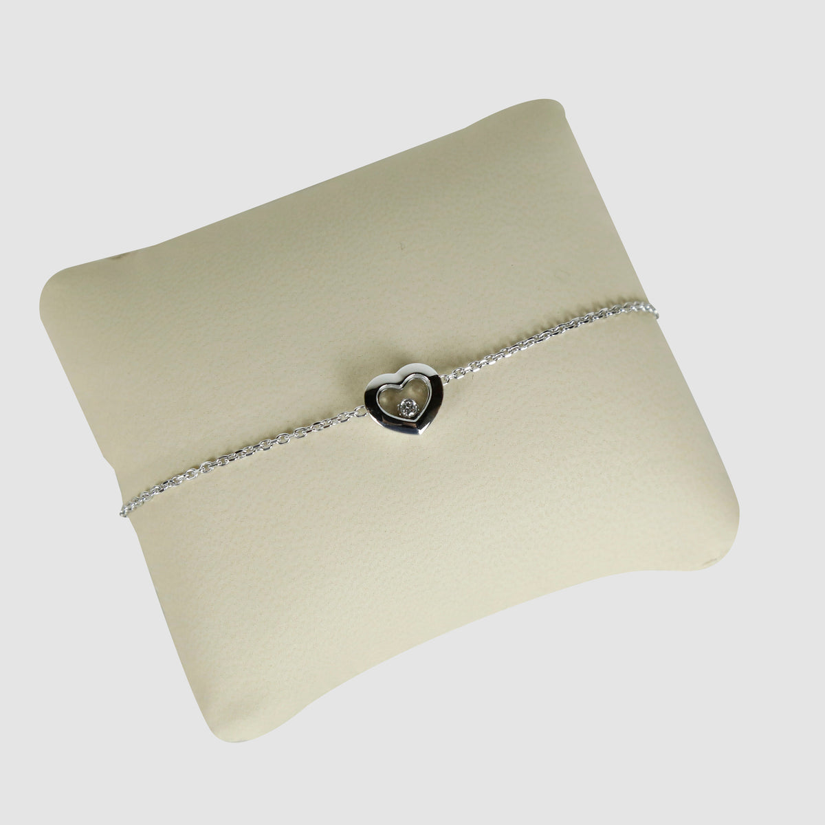Happy Diamond Heart White Gold Bracelet