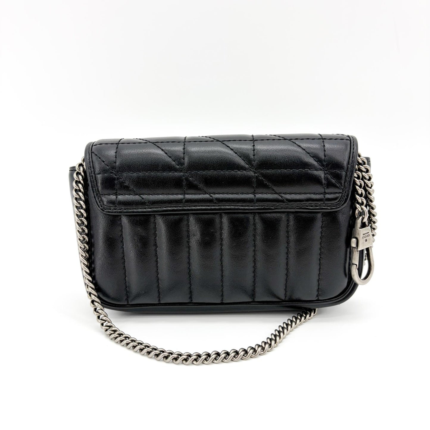 Gucci GG Marmont Matelassé Super Mini Bag Black Silver