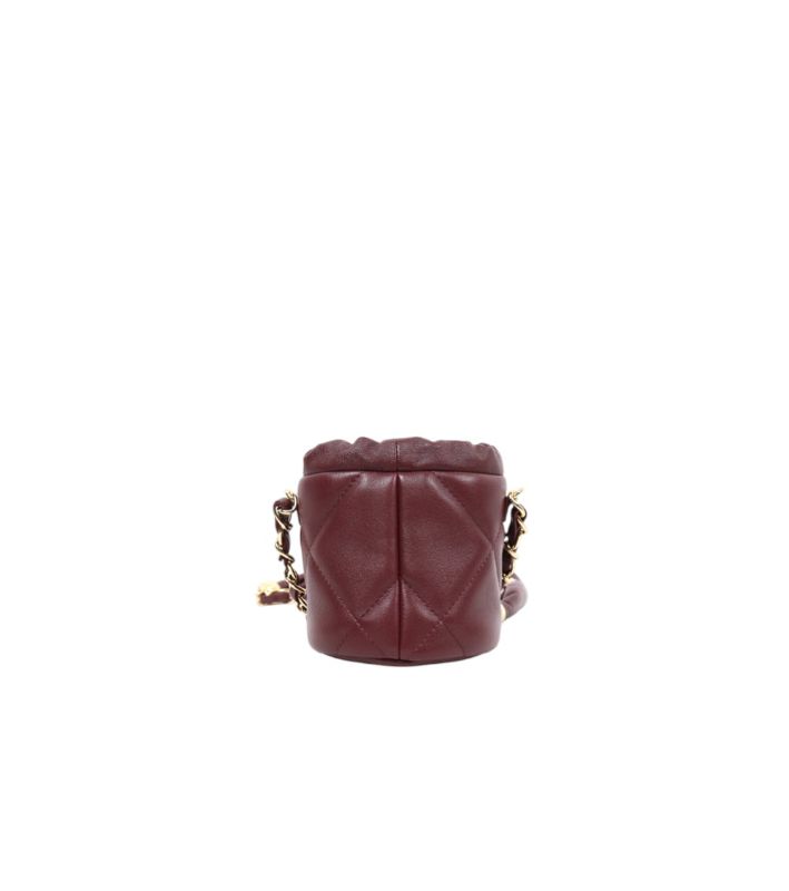 Chanel Burgundy Leather CocoCrush Mini Bucket Shoulder Bag