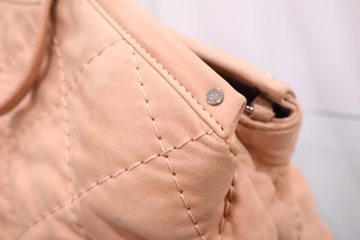 Big CC Quilted Salmon Pink Beige Tote Shoulder Bag A55476