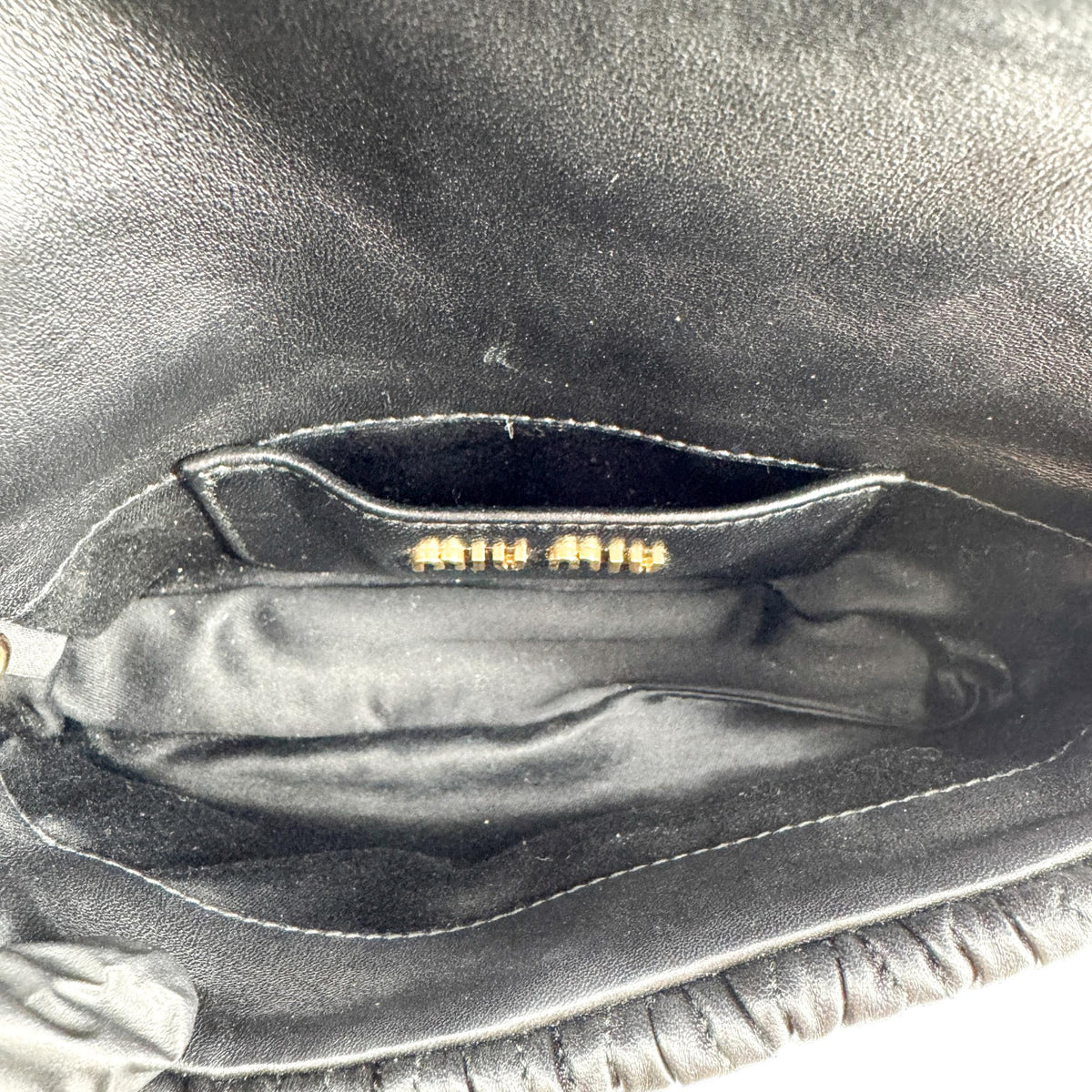 Miu Miu Matelassé Napa Leather Mini Bag Black Gold Hardware