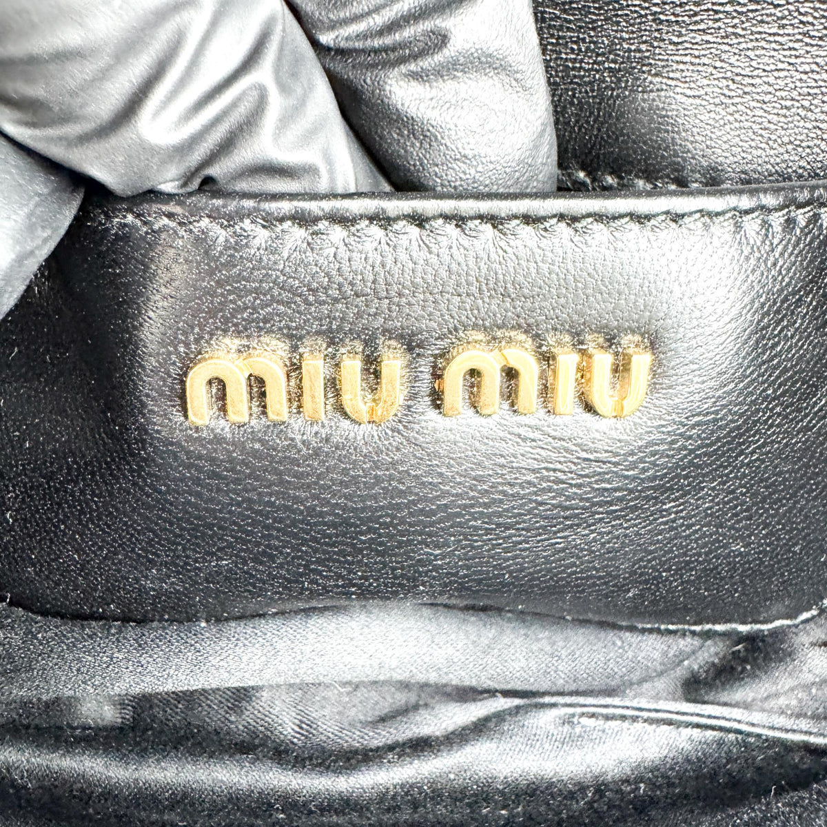 Miu Miu Matelassé Napa Leather Mini Bag Black Gold Hardware