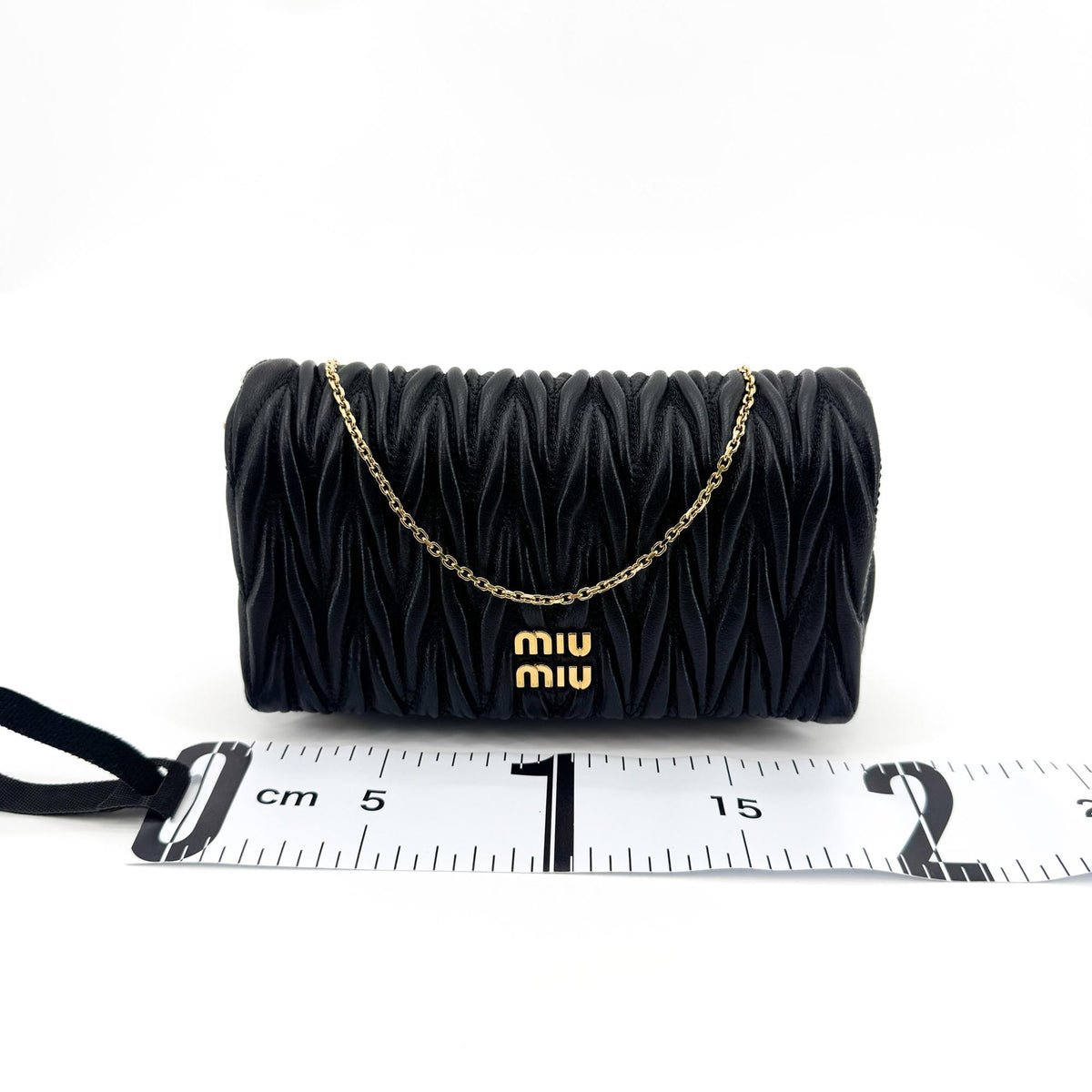 Miu Miu Matelassé Napa Leather Mini Bag Black Gold Hardware
