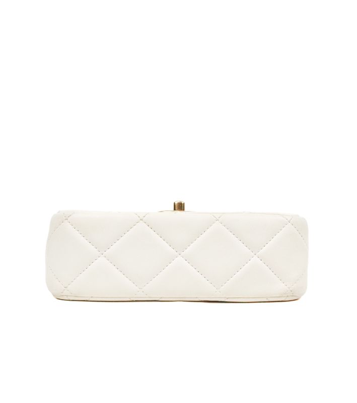 Chanel White Quilted CC Pearl Chain Shoulder Bag