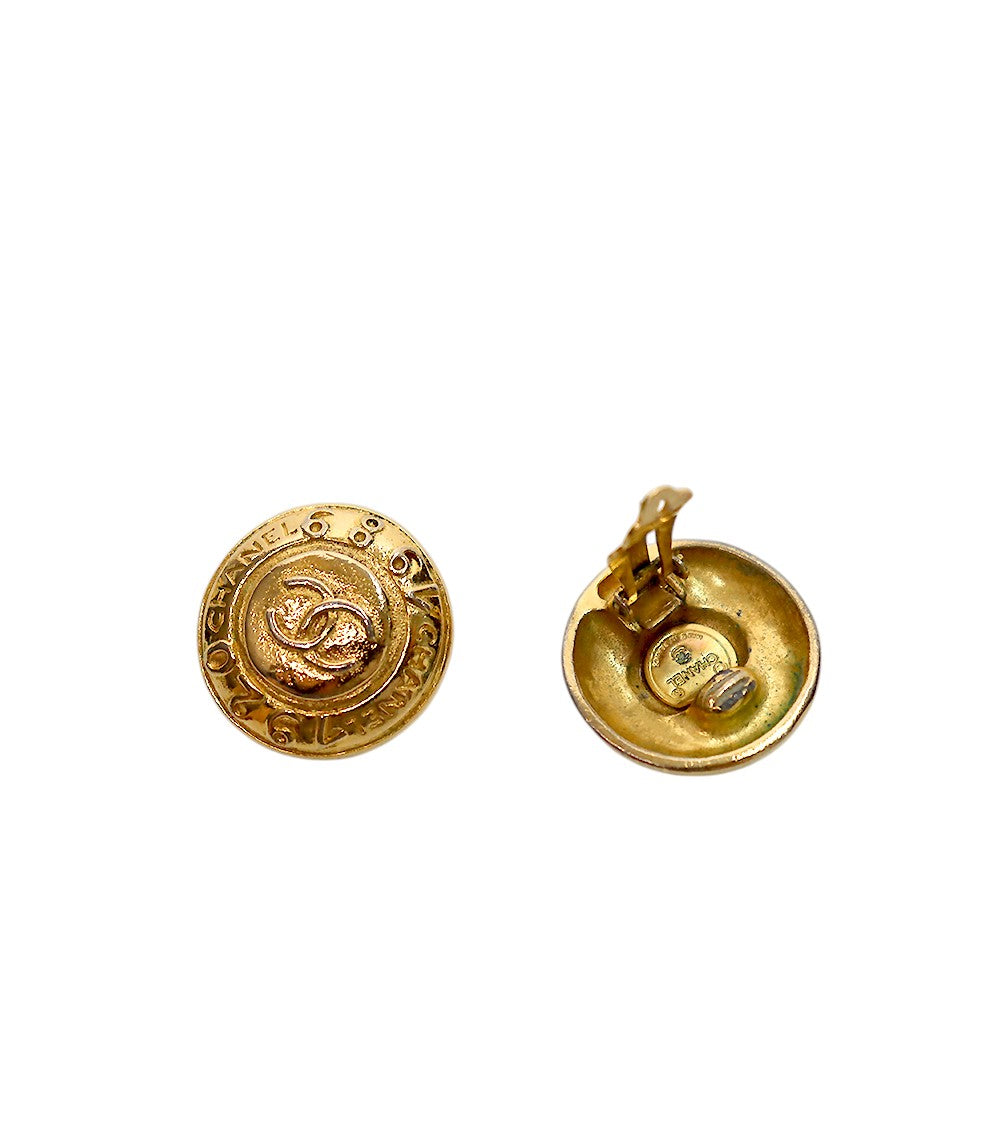 Chanel Round CC Gold Earrings