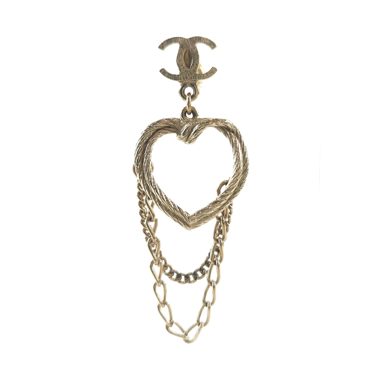 CC Heart Chain Earrings
