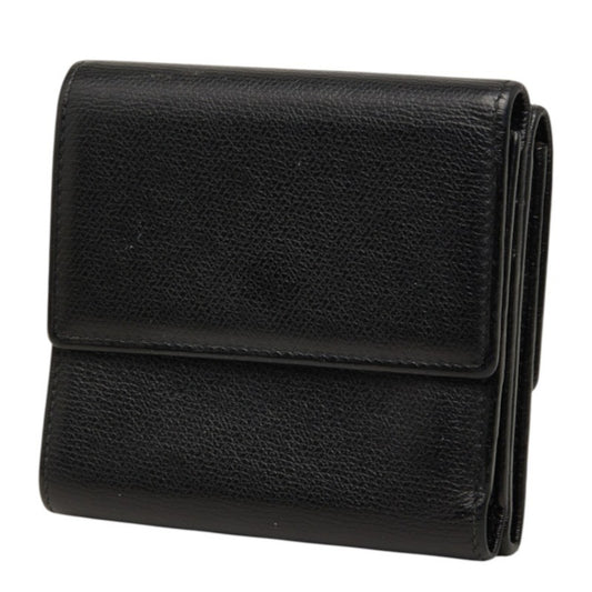 Chanel Coco Mark Double Fold Wallet Black Gold Leather