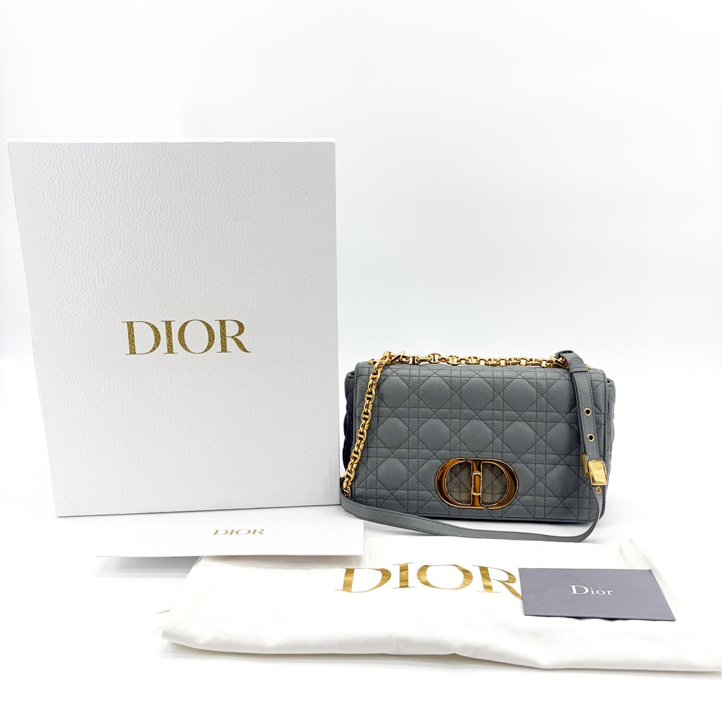 Dior Medium Dior Caro Bag Cloud Blue Gold Hardware