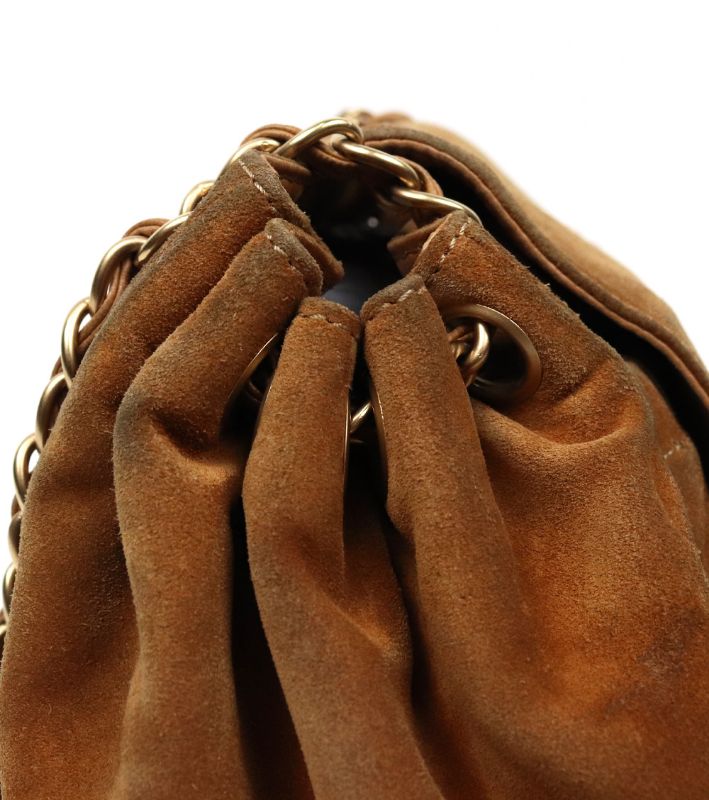 Chanel Brown Suede Accordion Chain Shoulder Bag