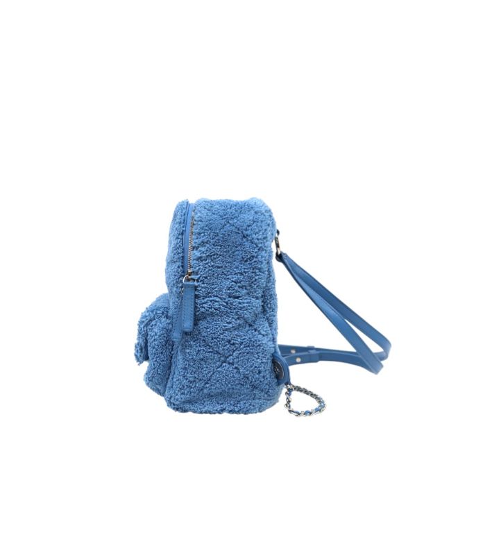 Chanel Blue Shearling Backpack