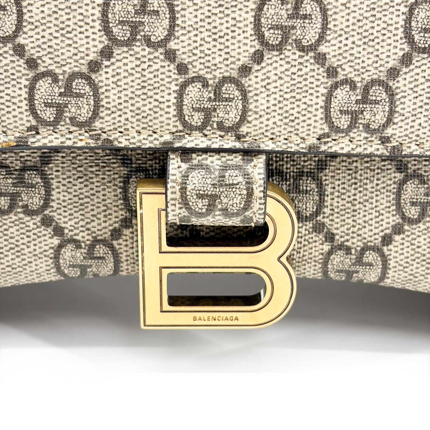 Balenciaga x Gucci The Hacker Project Hourglass Small Handbag Beige Ebony