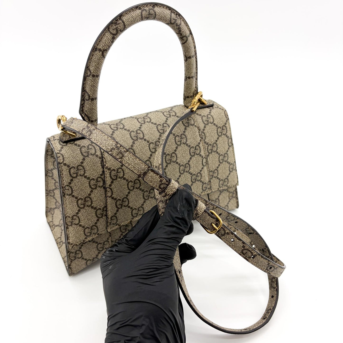 Balenciaga x Gucci The Hacker Project Hourglass Small Handbag Beige Ebony