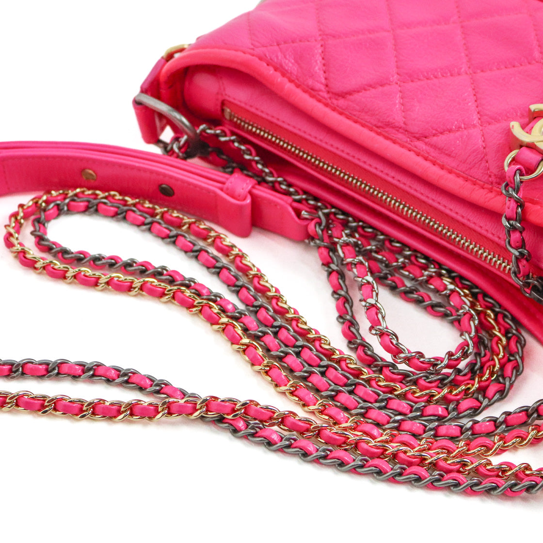 Chanel Neon Pink Small Gabrielle Hobo Bag