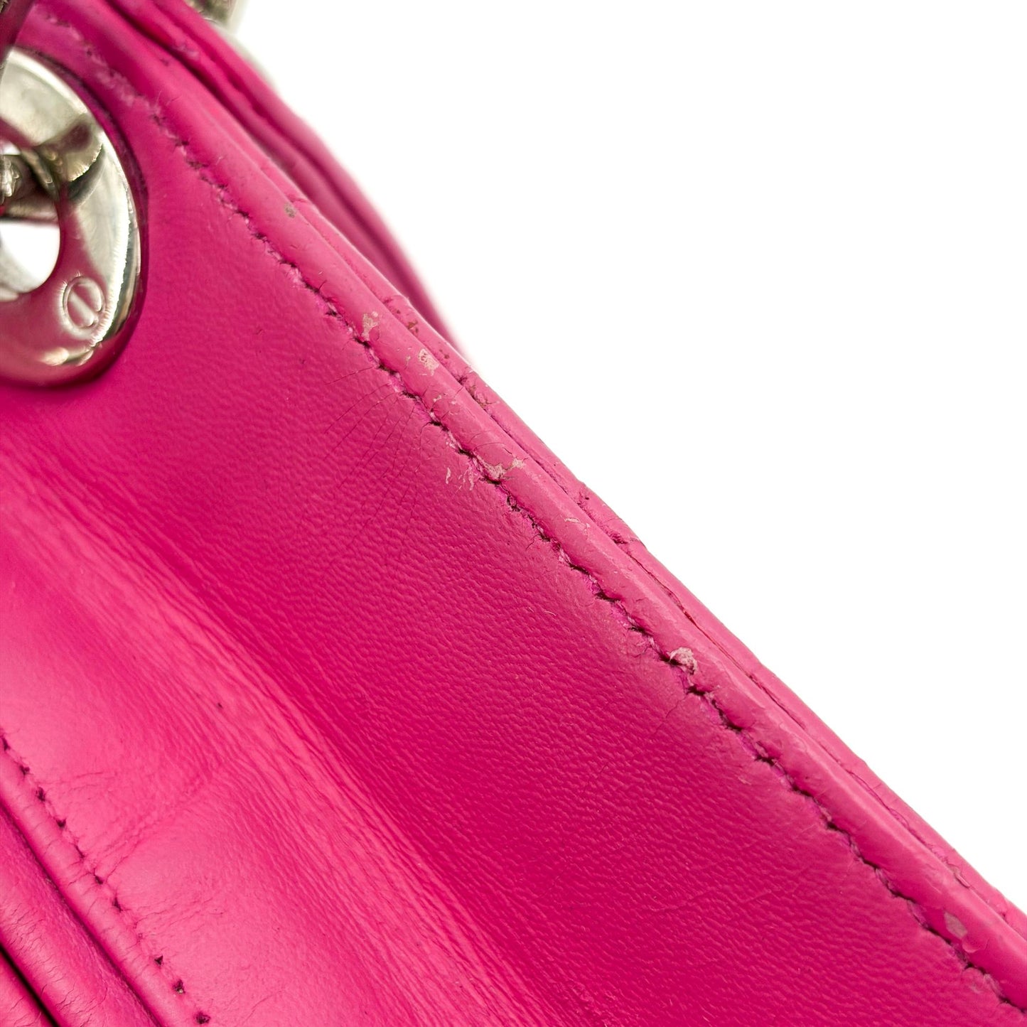 Dior Lady Dior Medium Bag Fuchsia Lambskin Silver