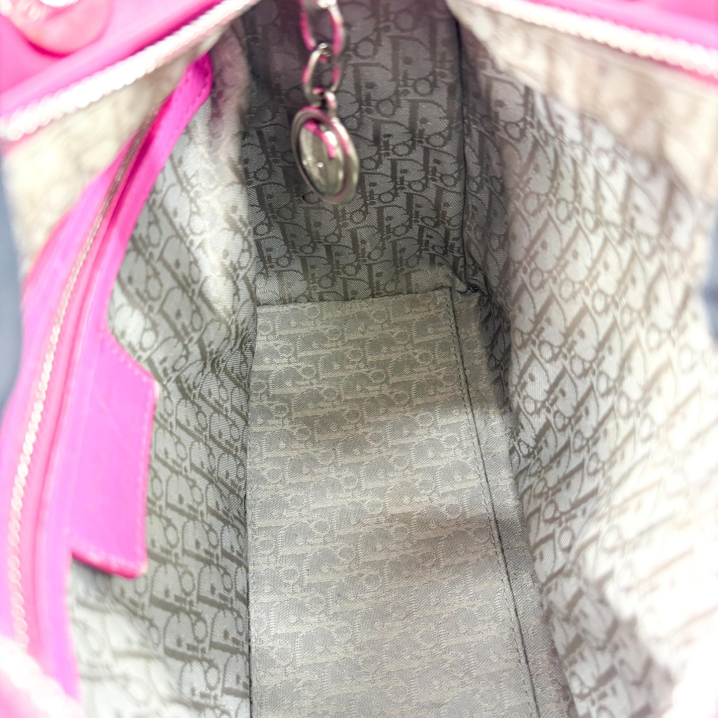 Dior Lady Dior Medium Bag Fuchsia Lambskin Silver